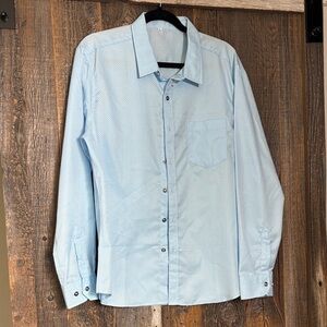Men's Vintage  Light Blue Long-Sleeve Dress Shirt